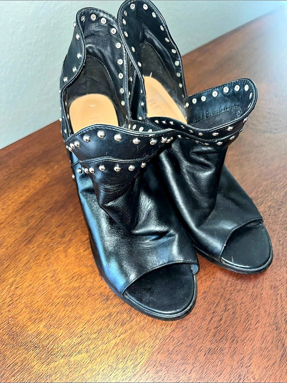 Report Studded Open Toe Heels in Black